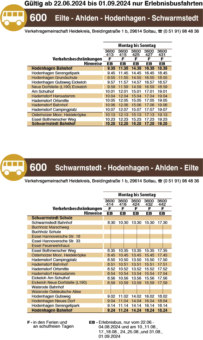 Erlebnisbus 2024 Fahrplan